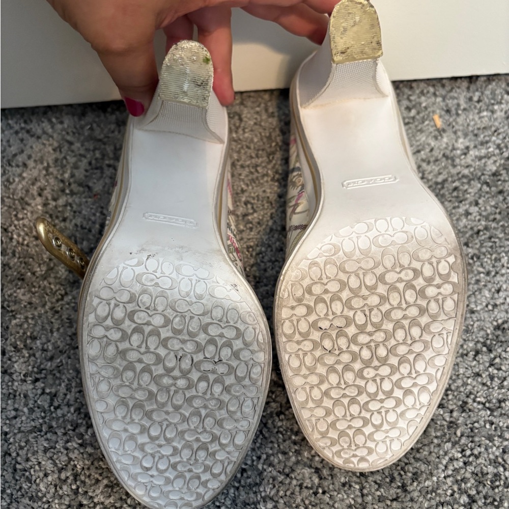 Coach Gold and Multicolor Sneaker Heels - Picture 6 of 9